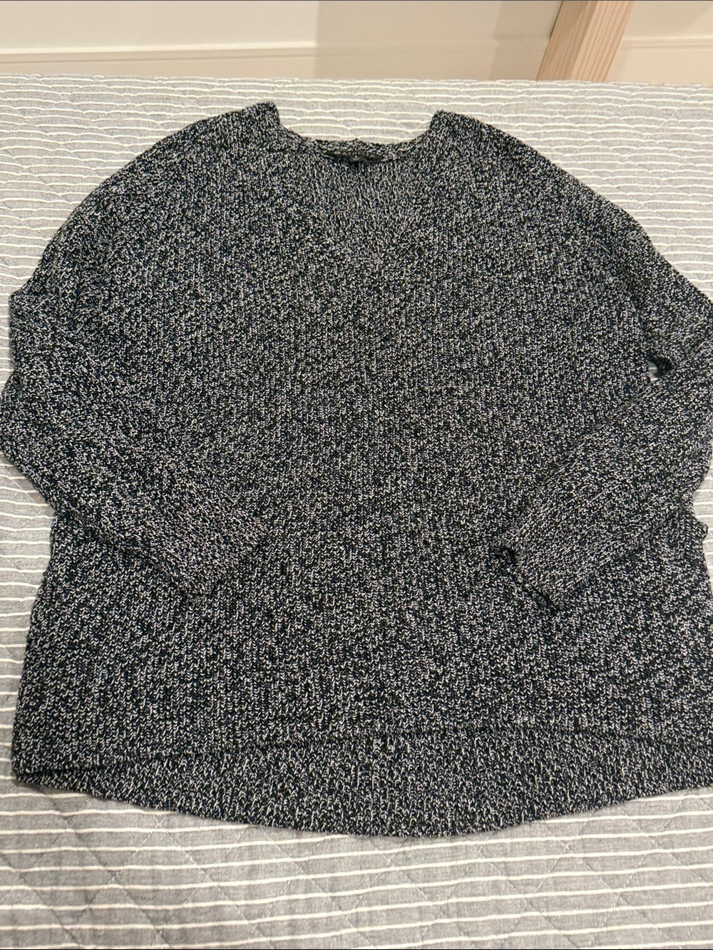 Athleta Marled Black & White Crew Sweater